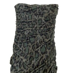 Steve Madden Women's Tube Mesh Army Green Camo Strapless Bodycon Dress - M - NWT